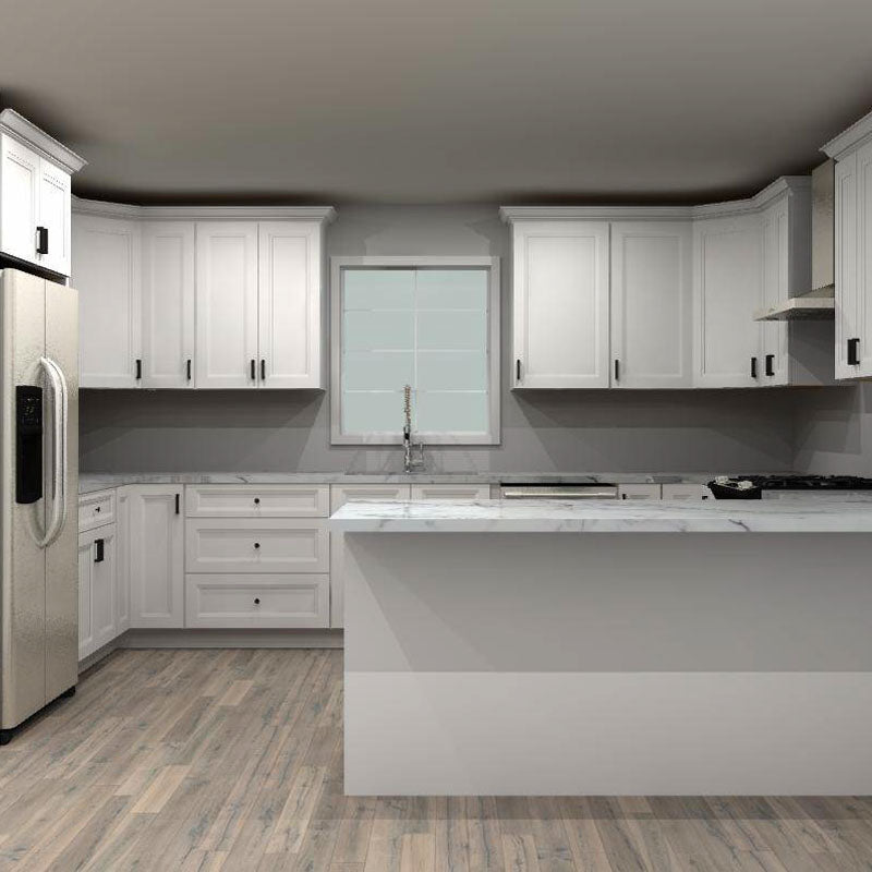 Fabuwood Allure Onyx Frost 105 by 167 by 132 by 90 in. Peninsula Kitchen and 33 in. Double Sink
