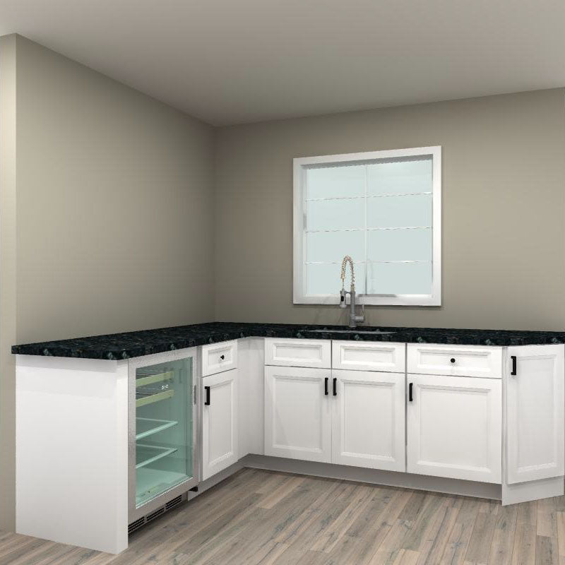 Fabuwood Allure Onyx Frost 75 by 97 in. L Shaped Kitchen and 36 in. Do