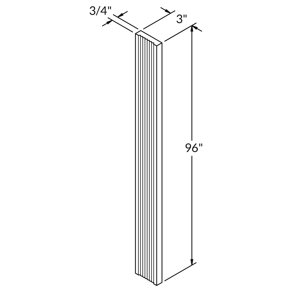 Straight Fluted Filler FF396 Milan Pearl LessCare 3 in. width 96 in. height 0.75 in. depth