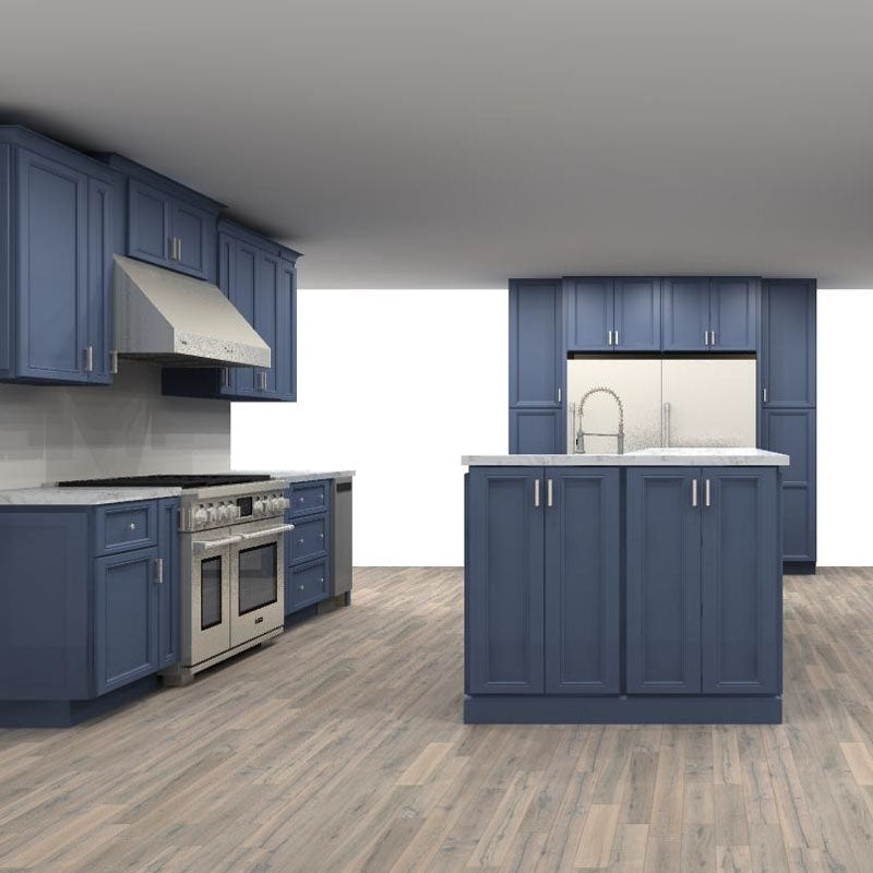 KCD Premier Brooklyn Midnight 54 by 112 by 100 by 88 by 118 in. Galley Kitchen with Island and 42 in. Double Sink