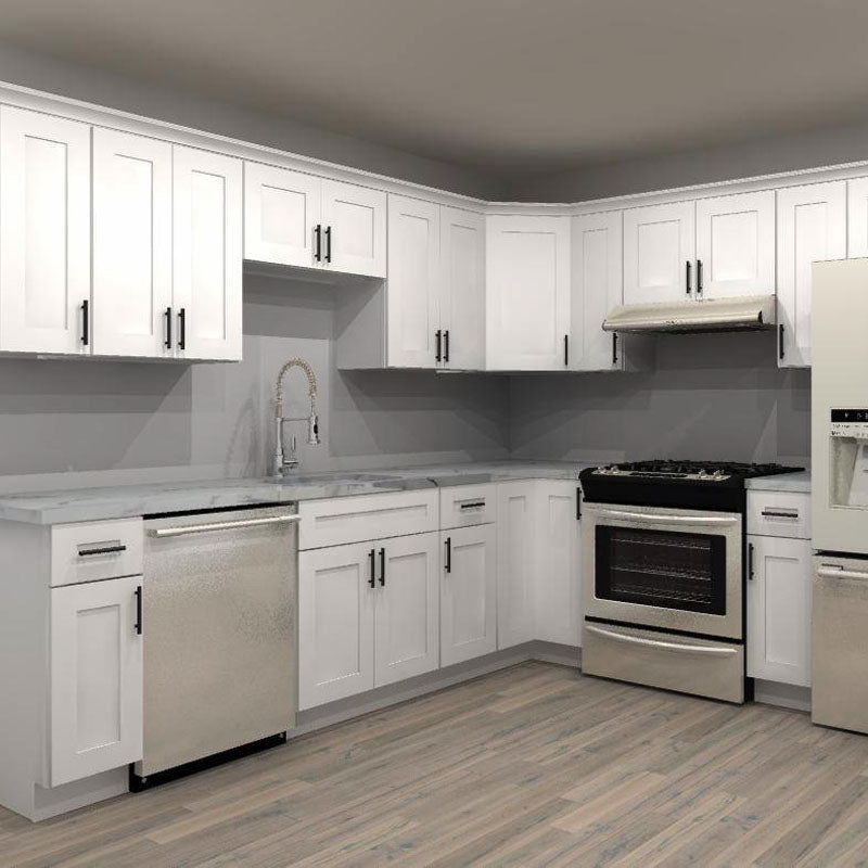 LessCare Alpina White 108 by 117 in. L Shaped Kitchen and 30 in. Sink