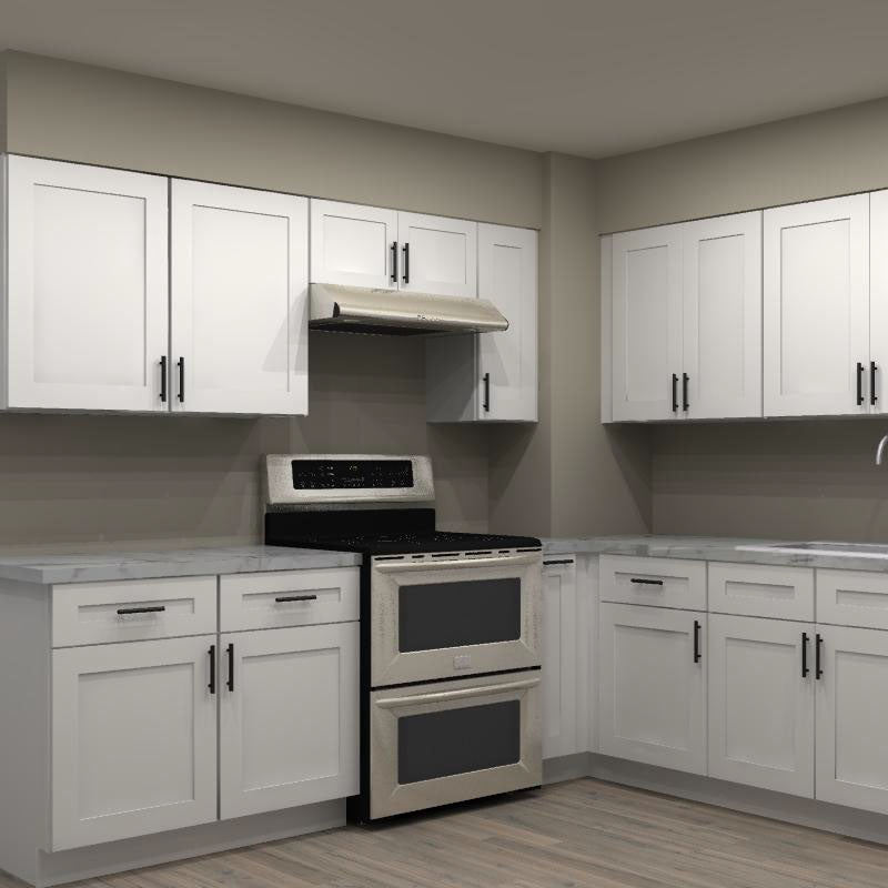 LessCare Alpina White 108 by 84 in. L Shaped Kitchen and 36 in. Double Sink