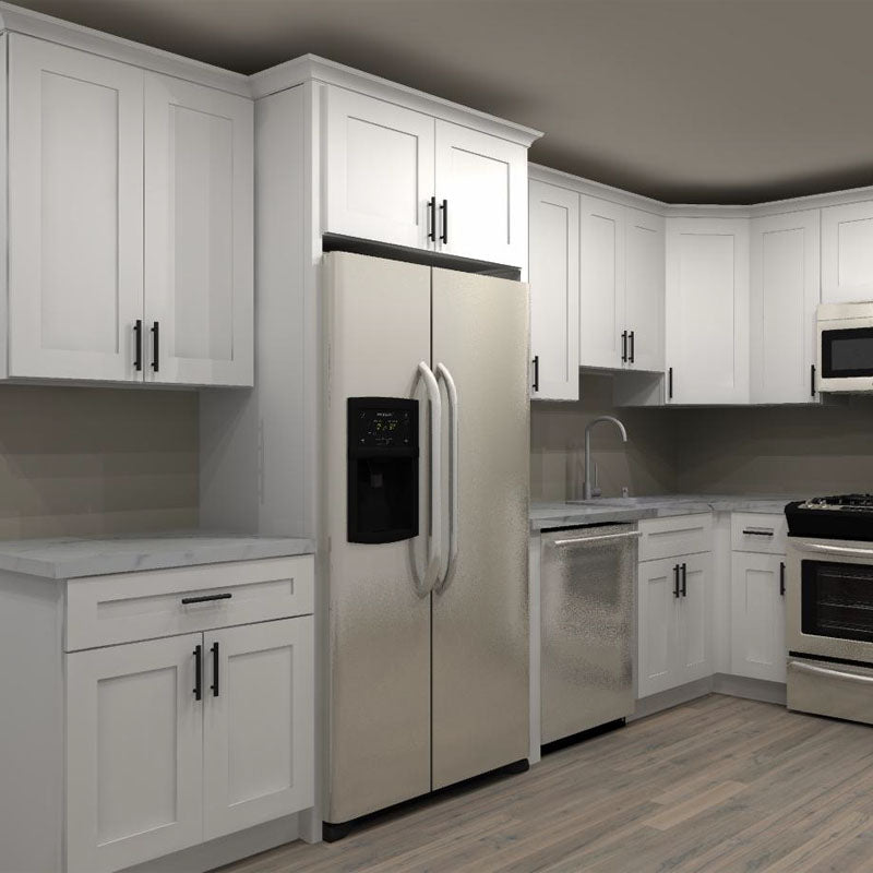 LessCare Alpina White 147 by 82 in. L Shaped Kitchen and 24 in. Sink