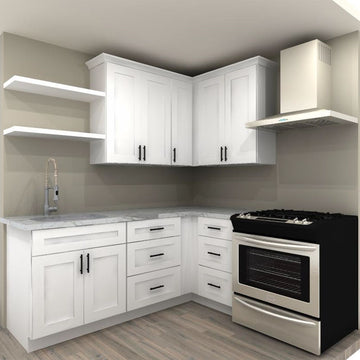 LessCare Alpina White 84 by 76 in. L Shaped Kitchen and 30 in. Sink