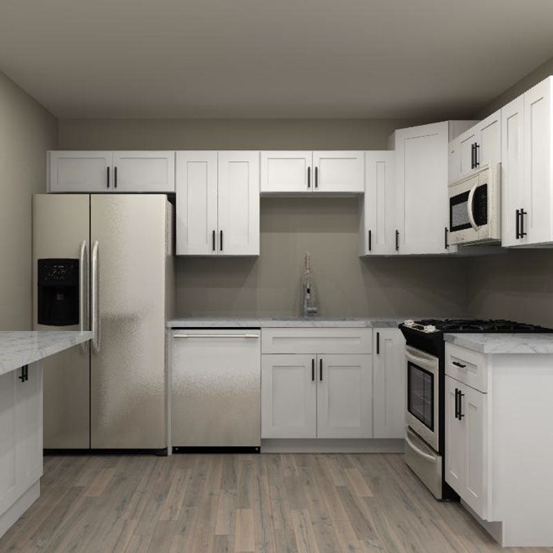 LessCare Alpina White 87 by 124 by 60 in. U Shaped Kitchen and 30 in. Sink