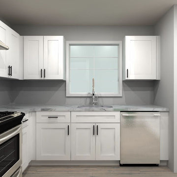 LessCare Alpina White 90 by 107 by 70 in. L Shaped Kitchen and 30 in. Sink