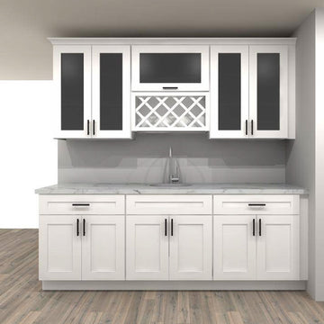 LessCare Alpina White 93 in. Single Wall Kitchen and 30 in. Sink