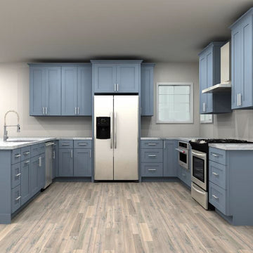 LessCare Colonial Gray 126 by 159 by 129 in. U Shaped Kitchen and 36 in. Double Sink