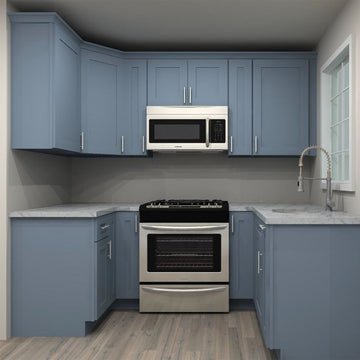 LessCare Colonial Gray 63 by 96 by 45 in. U Shaped Kitchen and 21 in. Sink