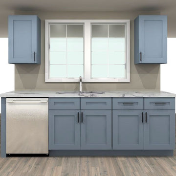 LessCare Colonial Gray 90 by 99 by 120 in. Single Wall Kitchen and 36 in. Double Sink