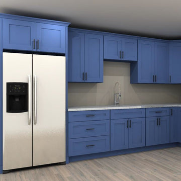 LessCare Danbury Blue 156 by 84 in. L Shaped Kitchen and 30 in. Sink