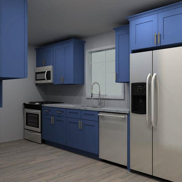 LessCare Danbury Blue 169 by 78 in. Galley Kitchen and 36 in. Double Sink
