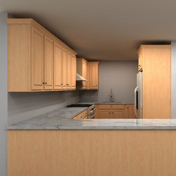 LessCare Richmond 105 by 195 by 102 by 128 in. Peninsula Kitchen and 36 in. Double Sink