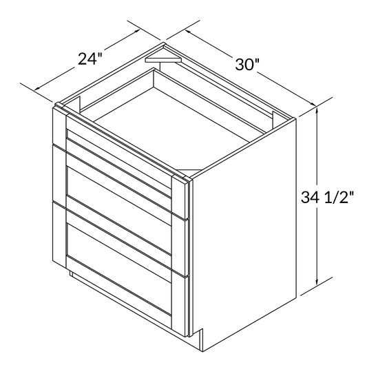 Linen Range Base Kitchen Cabinet LRB30 Danbury Blue LessCare 30 in. width 34.5 in. height 24 in. depth