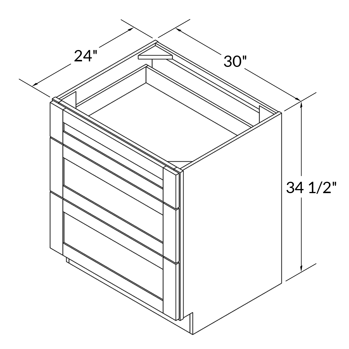 Linen Range Base Kitchen Cabinet LRB30 Milan Slate LessCare 30 in. width 34.5 in. height 24 in. depth