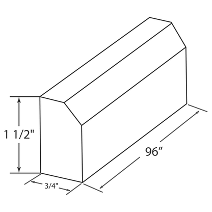 Bevel Light Rail Molding LRM8 Newport LessCare 0.75 in. width 1.5 in. height 96 in. depth