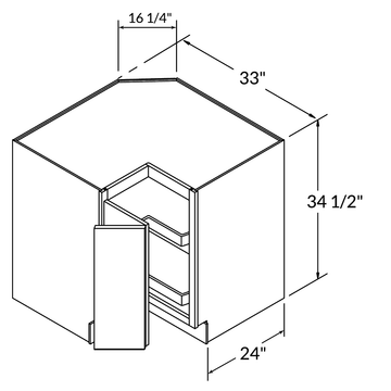 Cubitac Imperial Sofia Caramel Lazy Suzan Base 33"D Assembled Cabinet Wireframe