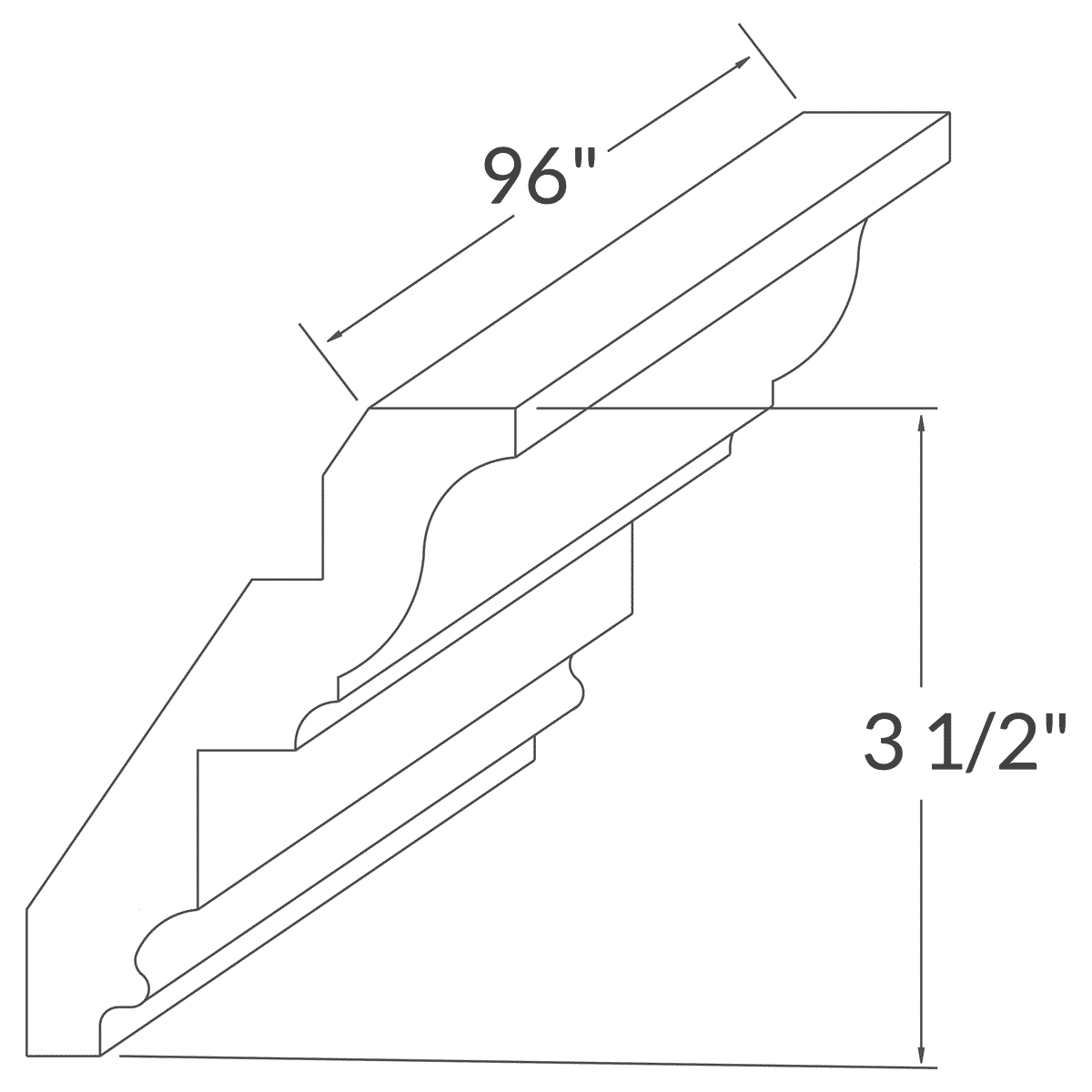 Crown Molding MCROWN3 Newport LessCare 3.5 in. height 96 in. depth