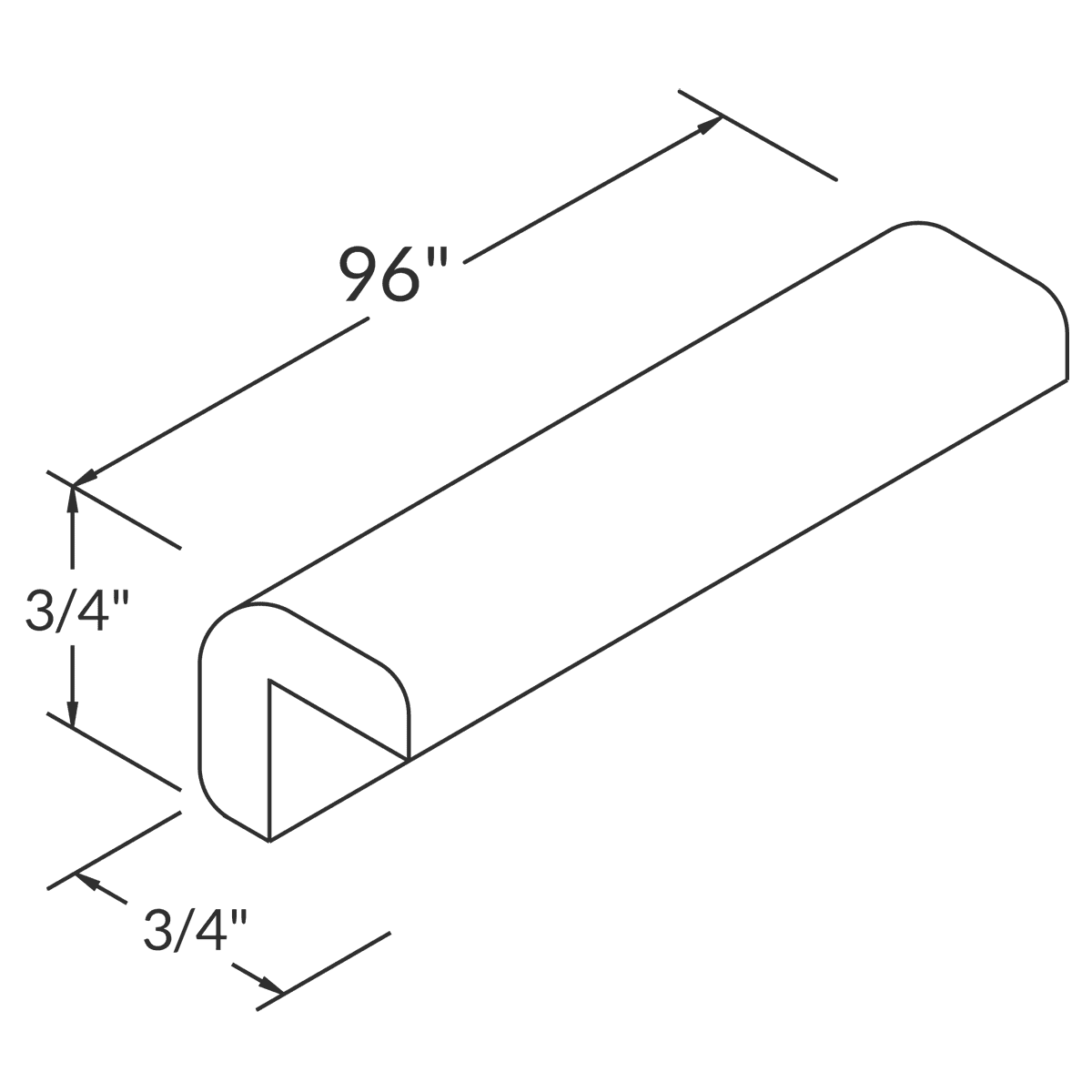 Outside Corner Molding MOC8 Newport LessCare 0.75 in. width 0.75 in. height 96 in. depth