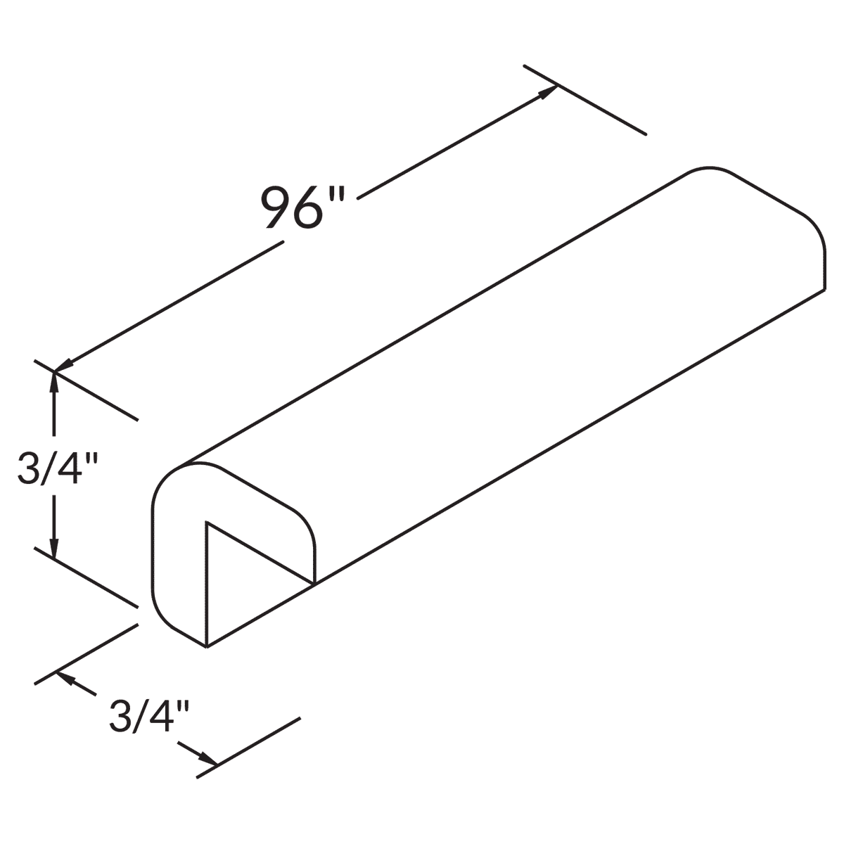 Outside Corner Molding MOC8 Milan Pearl LessCare 0.75 in. width 0.75 in. height 96 in. depth