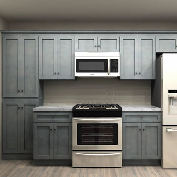 Pioneer Cabinetry The Cinder Grey 133 by 64 in. Galley Kitchen and 36 in. Double Sink