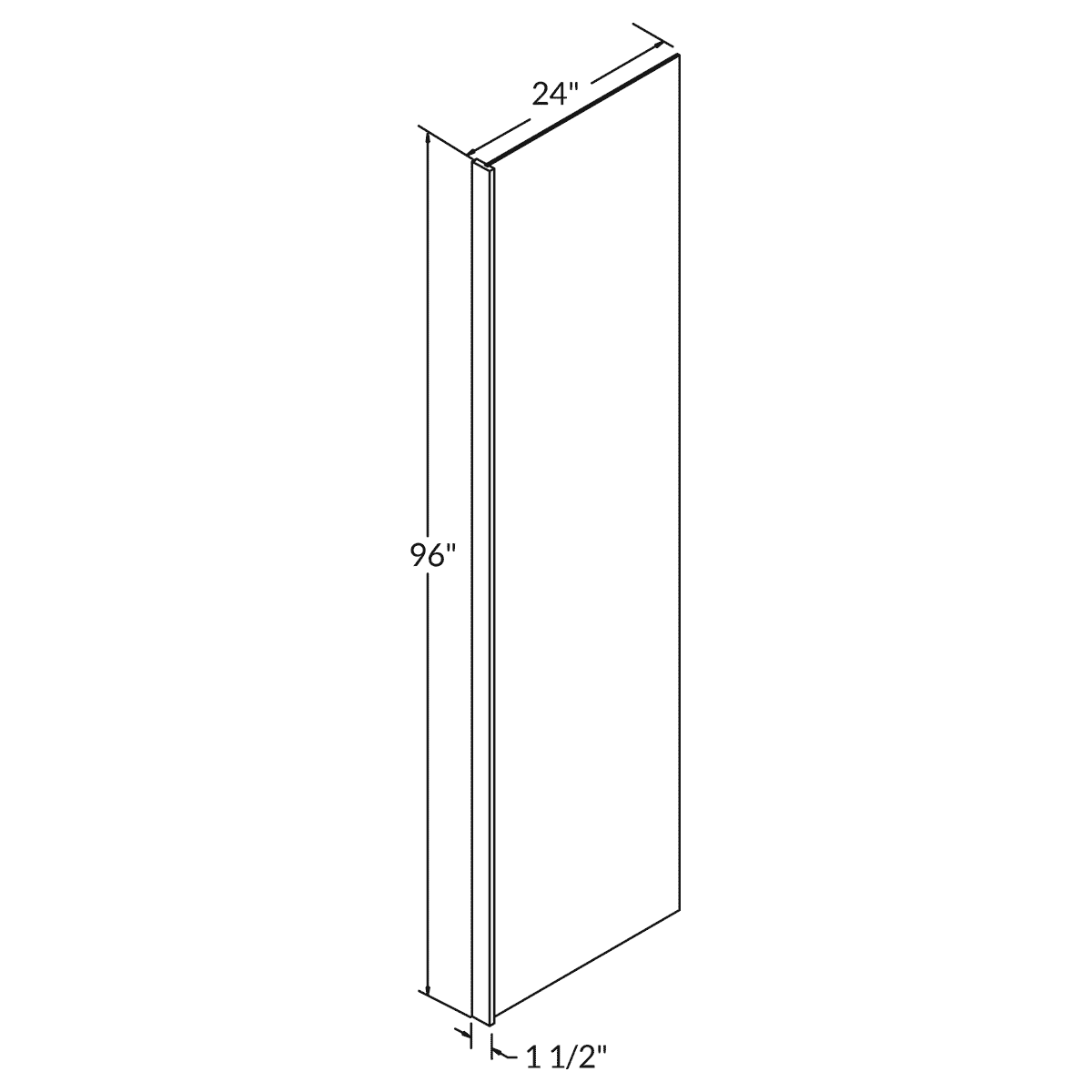 End Panel Molding PREPRP1.596 Shaker Toffee LessCare 0.5 in. width 96 in. height 24 in. depth