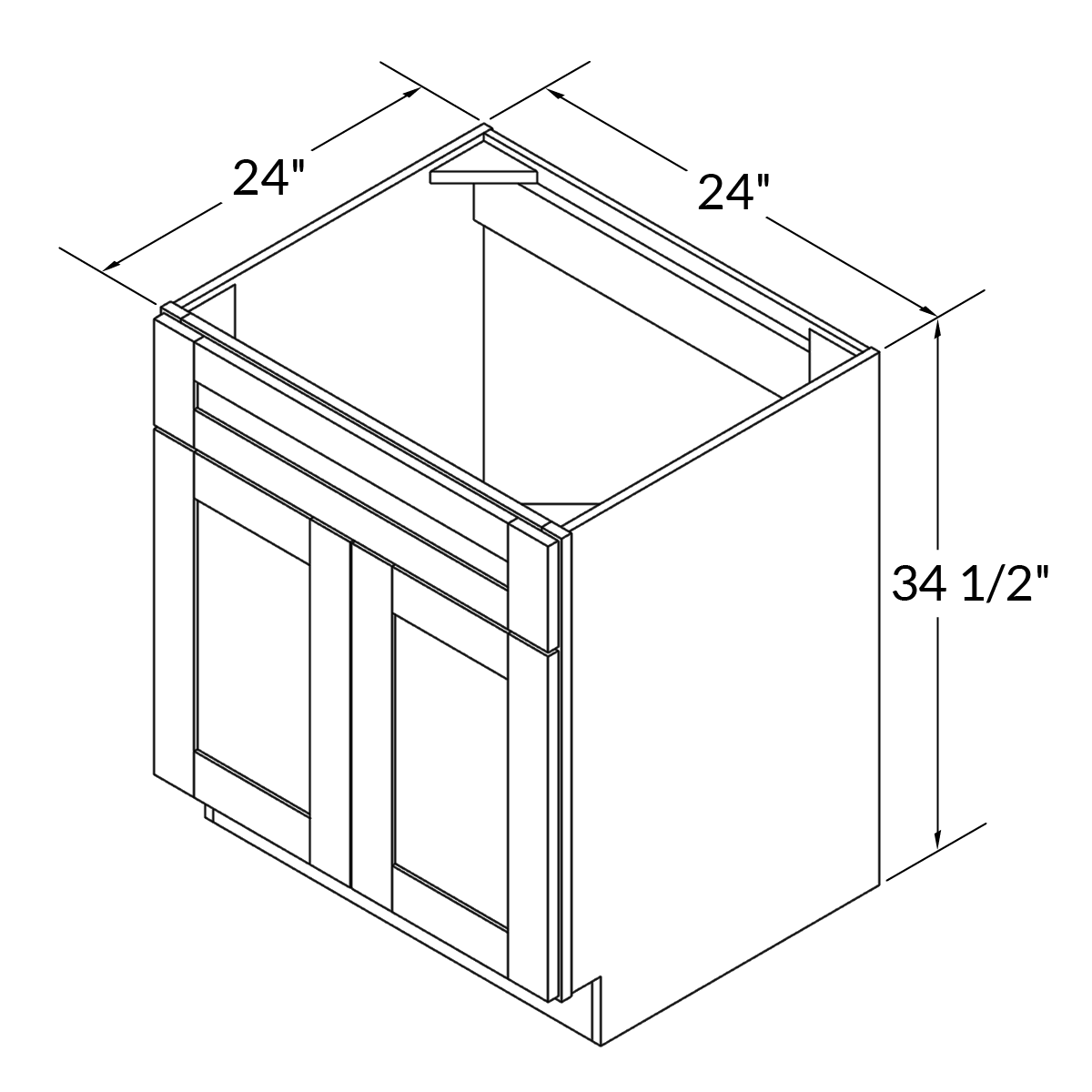 Sink Base Kitchen Cabinet SB24 Milan Slate LessCare 24 in. width 34.5 in. height 24 in. depth