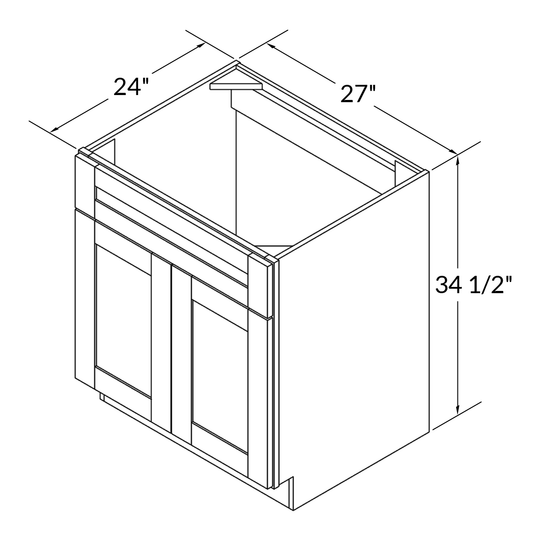 Sink Base Kitchen Cabinet SB27 Colonial Gray LessCare 27 in. width 34.5 in. height 24 in. depth