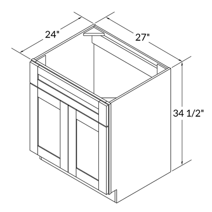 Sink Base Kitchen Cabinet SB27 Shaker Toffee LessCare 27 in. width 34.5 in. height 24 in. depth