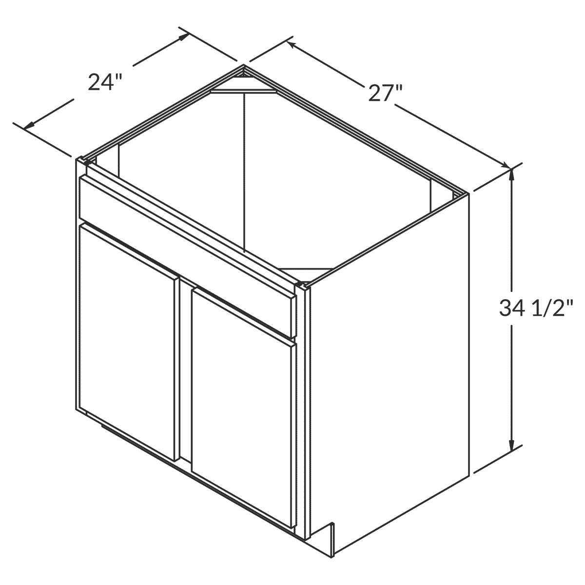 Cubitac Basic Ridgefield Latte Sink Base 27"W Assembled Cabinet Wireframe