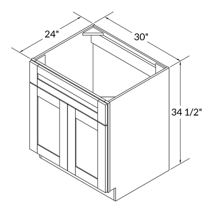 Sink Base Kitchen Cabinet SB30 Milan Pearl LessCare 30 in. width 34.5 in. height 24 in. depth