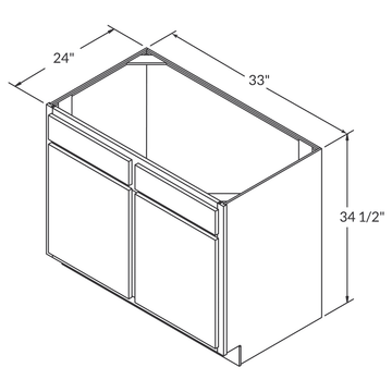 Cubitac Imperial Sofia Caramel Sink Base 33"W Assembled Cabinet Wireframe