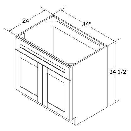 Sink Base Kitchen Cabinet SB36 Newport LessCare 36 in. width 34.5 in. height 24 in. depth