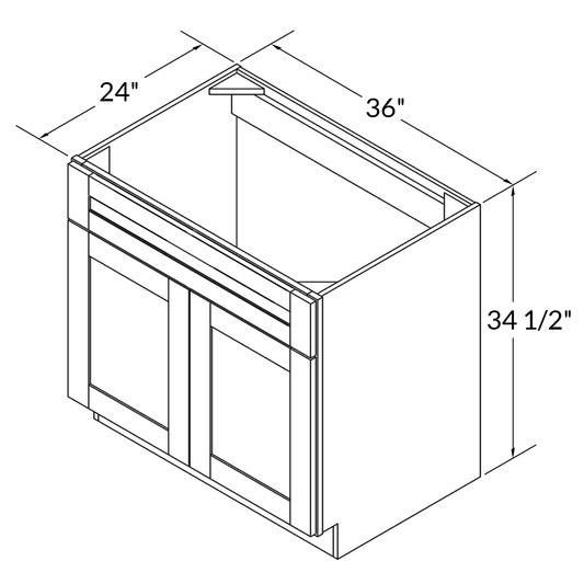 Sink Base Kitchen Cabinet SB36 Alpina White LessCare 36 in. width 34.5 in. height 24 in. depth