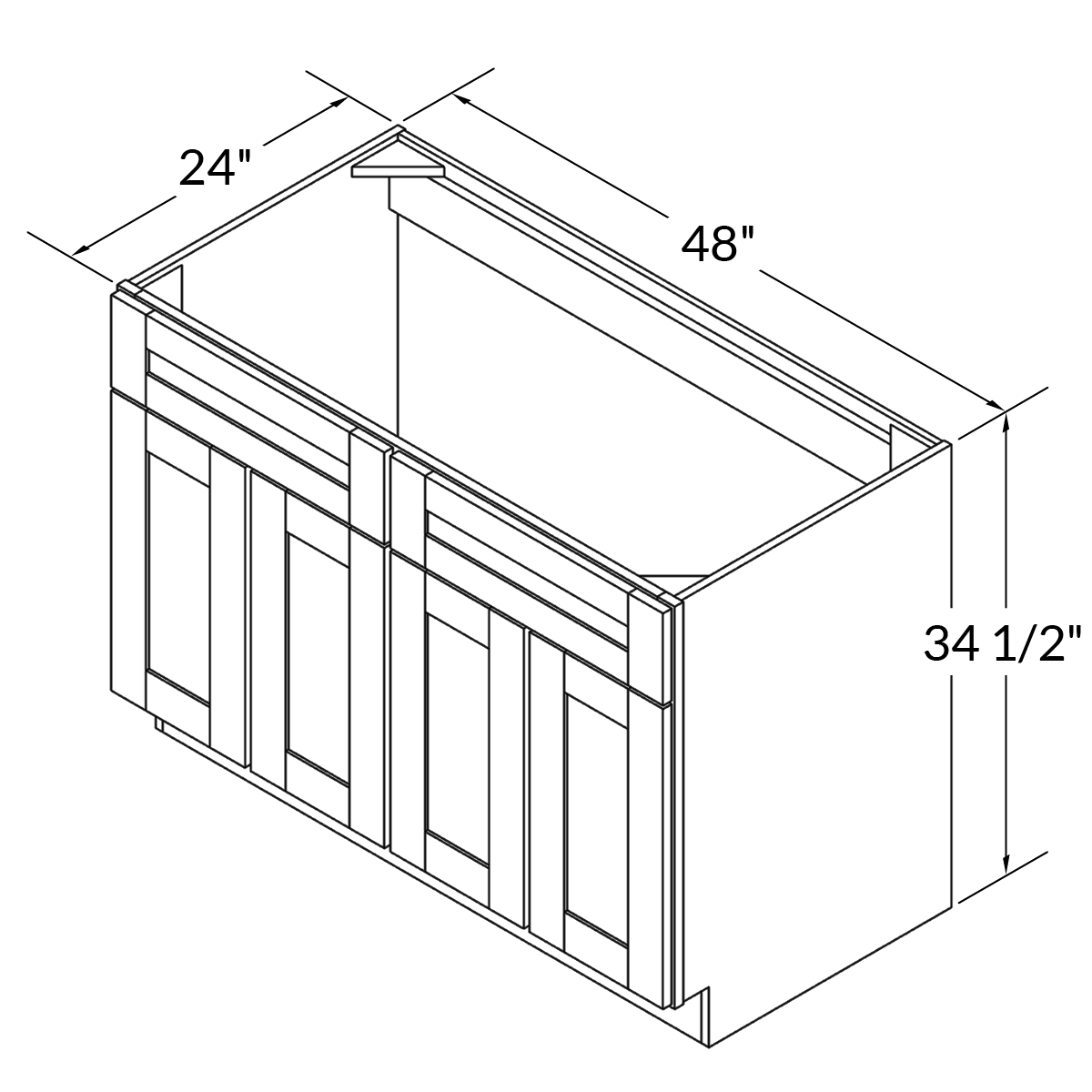 Sink Base Kitchen Cabinet SB48 Milan Pearl LessCare 48 in. width 34.5 in. height 24 in. depth