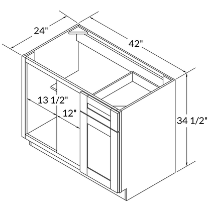 Blind Corner Base Kitchen Cabinet SCB42 Alpina White LessCare 42 in. width 34.5 in. height 24 in. depth