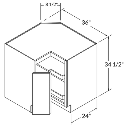 Lazy Suzan Base Kitchen Cabinet SCER36 Newport LessCare 34.5 in. height 36 in. depth