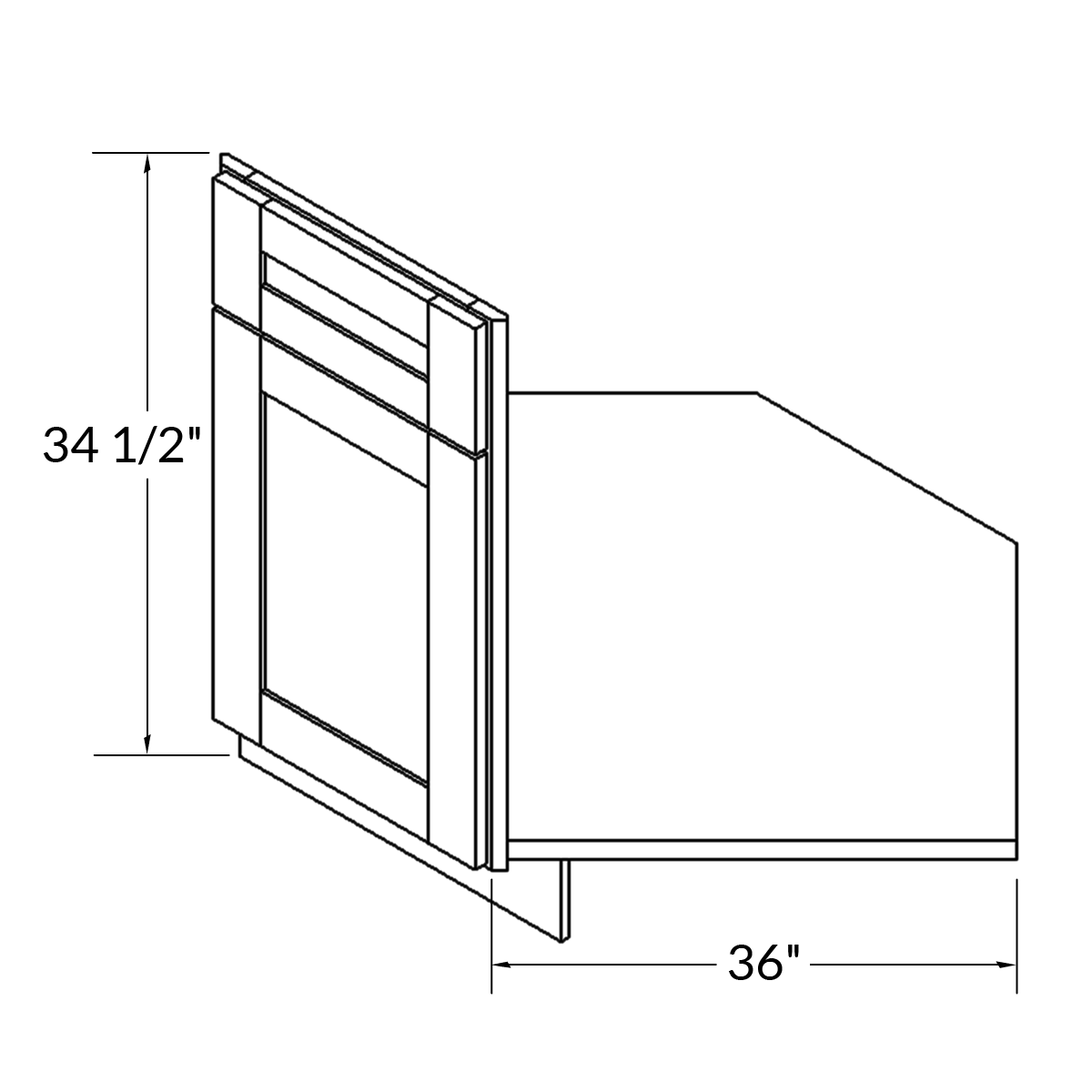 Sink Front Corner Base Kitchen Cabinet SFC36 Milan Pearl LessCare 34.5 in. height 36 in. depth