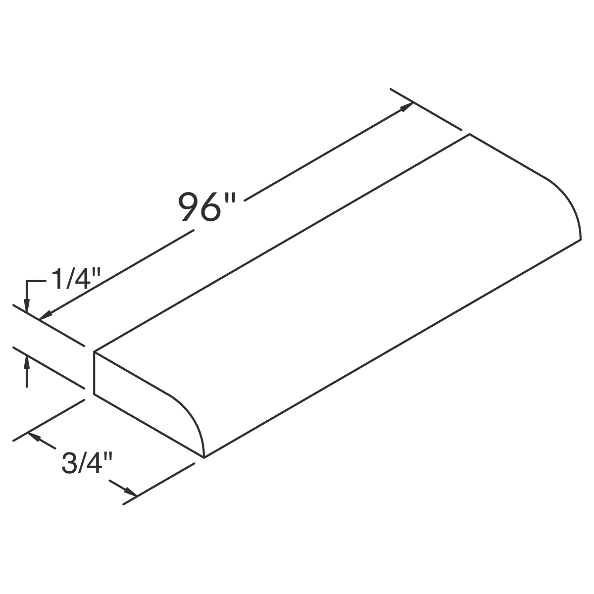 Cubitac Basic Oxford Pastel 96" Length Scribe Molding Wireframe