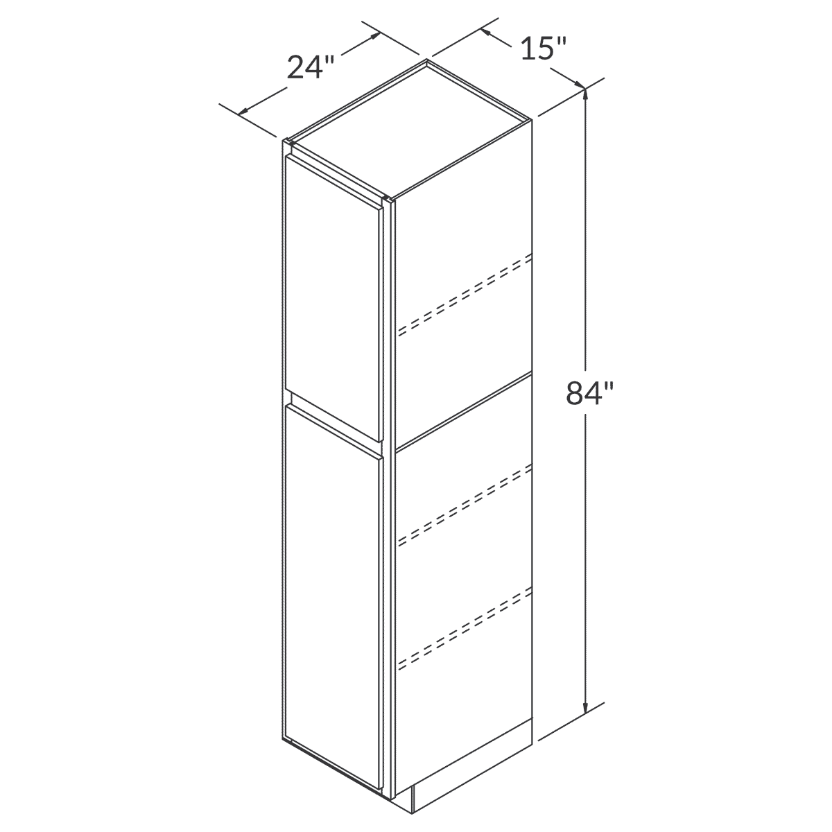 Cubitac Imperial Madison Latte Tall Pantry 15"W x 84"H Assembled Cabinet Wireframe