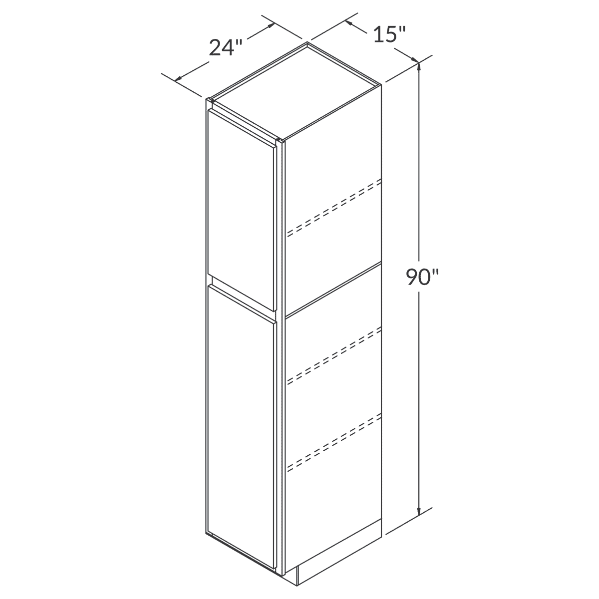 Cubitac Imperial Belmont Cafe Glaze Tall Pantry 15"W x 90"H Assembled Cabinet Wireframe