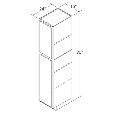 Cubitac Basic Oxford Latte Tall Pantry 15"W x 90"H Assembled Cabinet Wireframe