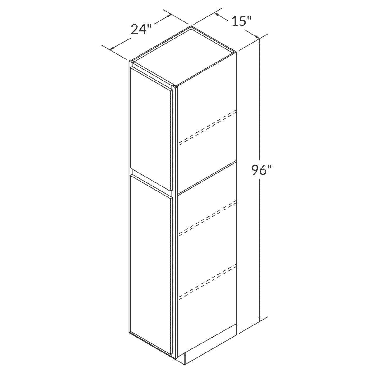 Cubitac Basic Oxford Latte Tall Pantry 15"W x 96"H Assembled Cabinet Wireframe