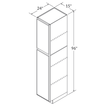 Cubitac Basic Oxford Latte Tall Pantry 15"W x 96"H Assembled Cabinet Wireframe