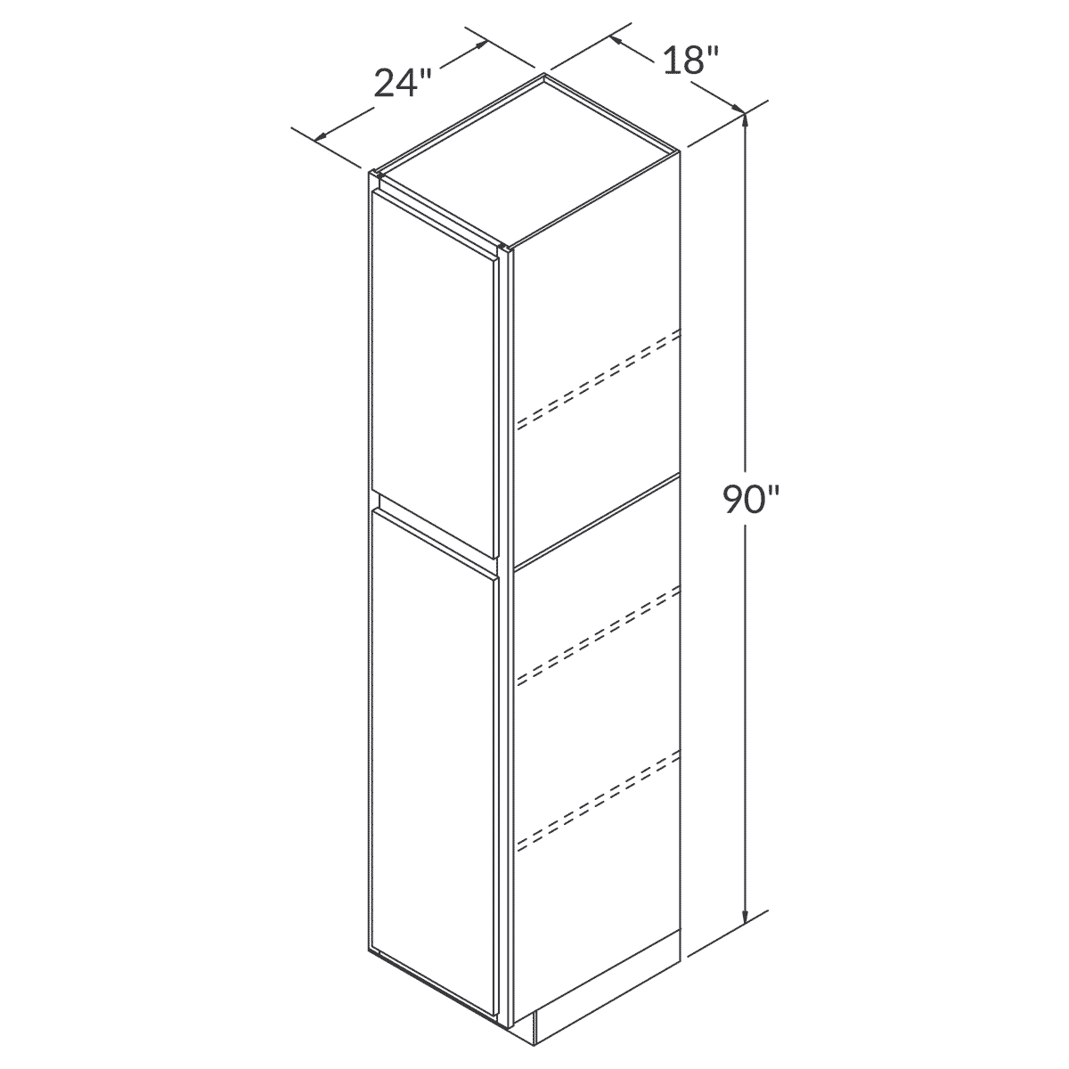 Cubitac Imperial Bergen Shale Tall Pantry 18"W x 90"H Assembled Cabinet Wireframe