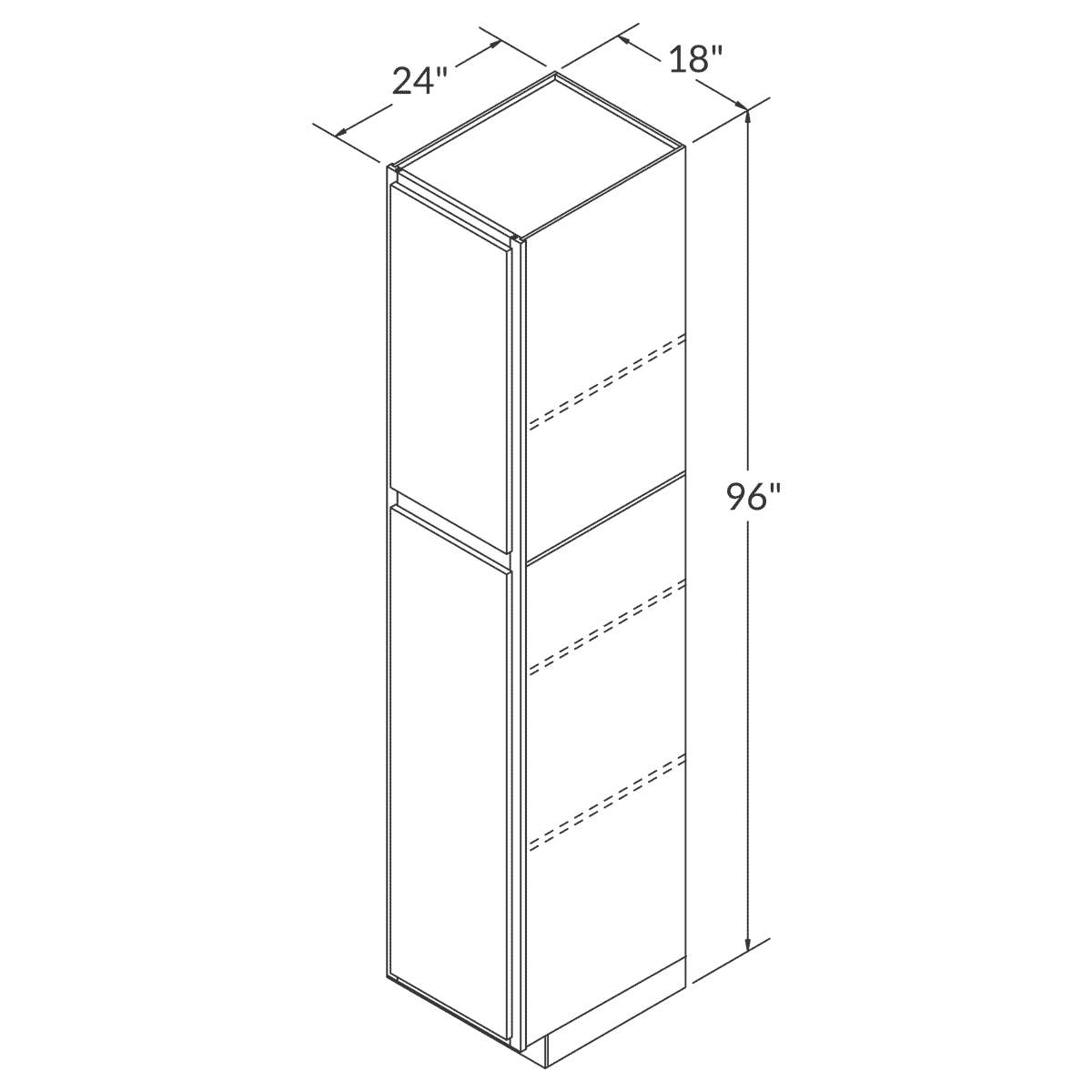 Cubitac Basic Ridgefield Latte Tall Pantry 18"W x 96"H Assembled Cabinet Wireframe