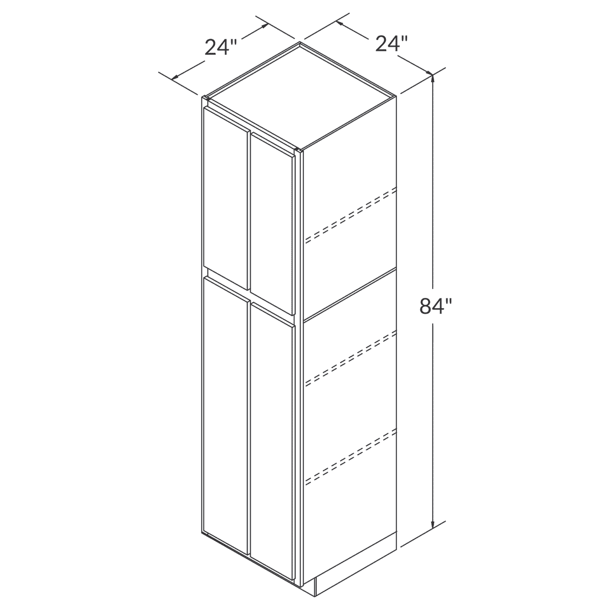 Cubitac Basic Oxford Latte Tall Pantry 24"W x 84"H Assembled Cabinet Wireframe