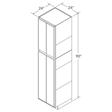 J&K S2 Almond  Tall Pantry 24"W x 90"H Assembled Cabinet Wireframe