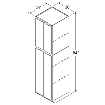 Cubitac Imperial Belmont Cafe Glaze Tall Pantry 30"W x 84"H Assembled Cabinet Wireframe