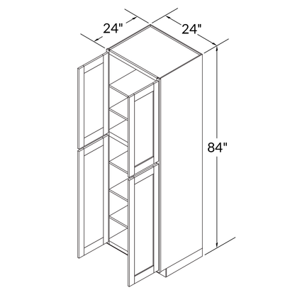 Utility Kitchen Cabinet U2484 Milan Pearl LessCare 24 in. width 84 in. height 24 in. depth